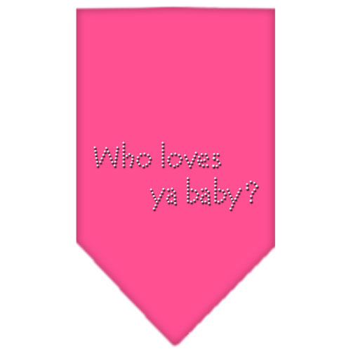 Who Loves Ya Baby Rhinestone Bandana Bright Pink Large